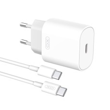 Мережевий зарядний пристрій XO L91 Fast Charger with Type-C cable 25W White