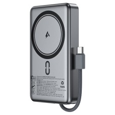 Повербанк портативний акумулятор Power bank Acefast M18 magnetic with cable магнітний 22.5W 10000 mAh Black
