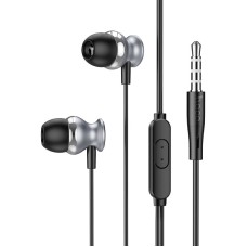 Дротові навушники HOCO M106 Fountain metal universal earphones with microphone 3.5mm Grey