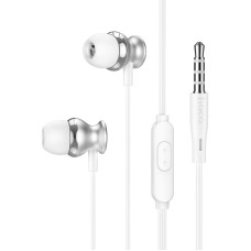 Дротові навушники HOCO M106 Fountain metal universal earphones with microphone 3.5mm Silver