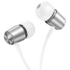 Дротові навушники HOCO M108 Spring metal universal earphones with mic 3.5mm Silver