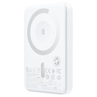 Повербанк портативний акумулятор Power bank Acefast M25 fast wireless charging MagSafe магнітний 20W 5000 mAh White