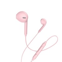 Дротові навушники HOCO M55 Memory sound wire control earphones with mic Pink
