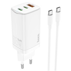 Мережевий зарядний пристрій HOCO N16 Scenery GaN charger Type-C cable 65W White