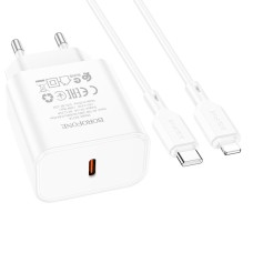 Мережевий зарядний пристрій Borofone BA71A Power single port charger Lightning cable 20W White