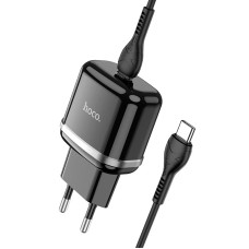 Мережевий зарядний пристрій HOCO N24 Victorious single port charger Type-C cable 20W Black
