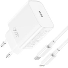 Мережевий зарядний пристрій XO CE15 fast charging charger cable with Lightning 20W White