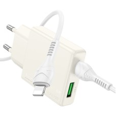 Мережевий зарядний пристрій HOCO N45 Biscuit charger Lightning cable 30W White