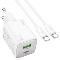 Мережевий зарядний пристрій Hoco N41 Almighty charger Type-C cable 20W White