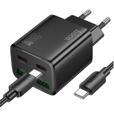 Мережевий зарядний пристрій HOCO N55 Fundador four-port charger Type-C cable 20W Black