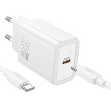 Мережевий зарядний пристрій HOCO N60 Gentle single port charger Type-C cable 20W White