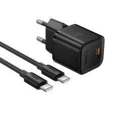 Мережевий зарядний пристрій HOCO N64 Ingenious single port PD charger Type-C cable 20W Black