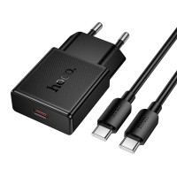 Мережевий зарядний пристрій HOCO N74 Speed single-port PD ultra-thin charger Type-C cable 25W Black