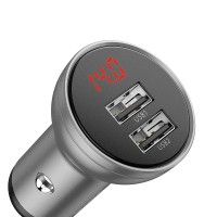 Автомобільний зарядний пристрій Baseus Digital Display Dual USB 24W Silver CCBX-0S