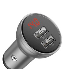 Автомобільний зарядний пристрій Baseus Digital Display Dual USB 24W Silver CCBX-0S