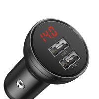 Автомобільний зарядний пристрій Baseus Digital Display Dual USB 24W Black CCBX-0G