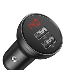 Автомобільний зарядний пристрій Baseus Digital Display Dual USB 24W Black CCBX-0G
