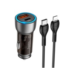 Автомобільний зарядний пристрій Hoco NZ8 Sprinter dual port Car charger Type-C Lightning 43W Brown