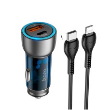 Автомобільний зарядний пристрій Hoco NZ8 Sprinter dual port Car charger Type-C Lightning 43W Blue