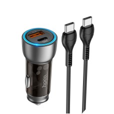 Автомобільний зарядний пристрій Hoco NZ8 Sprinter dual port Car charger Type-C to Type-C 43W Brown