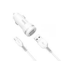 Автомобільний зарядний пристрій Hoco Z27 Micro cable 2USB 2.4A White