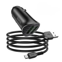 Автомобільний зарядний пристрій Hoco Z39 Farsighted QC3.0 + Micro USB cable 18W Black