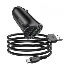 Автомобільний зарядний пристрій Hoco Z39 Farsighted QC3.0 + Micro USB cable 18W Black