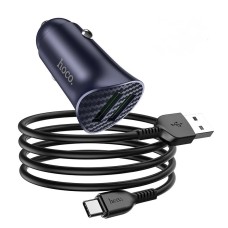 Автомобільний зарядний пристрій Hoco Z39 Farsighted QC3.0 + Type-C cable 18W Blue