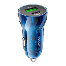 Автомобільний зарядний пристрій Hoco Z47A Transparent Discovery Edition 30W Blue