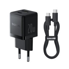 Мережевий зарядний пристрій Baseus Palm Type-C+USB Type-C cable 20W Black P10111608113-01