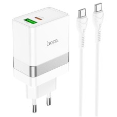 Мережевий зарядний пристрій HOCO N21 Extension speed charger Type-C cable 30W White