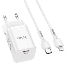 Мережевий зарядний пристрій HOCO N19 Rigorous charger Lightning Type-C 25W White