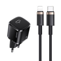Мережевий зарядний пристрій USAMS T36 CC124 XFK Super Cube Series Lightning cable 20W Black