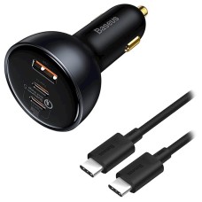 Автомобільний зарядний пристрій Baseus Qualcomm Quick Charge 5 Technology C+C+U 160W + Cable Black TZCCZM-0G