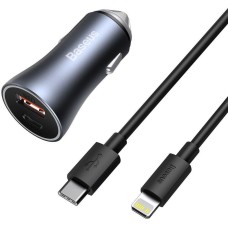 Автомобільний зарядний пристрій Baseus Golden Contactor Pro Car Charger U+C 40W Dark Grey (TZCCJD-B0G)