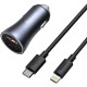 Автомобільний зарядний пристрій Baseus Golden Contactor Pro Car Charger U+C 40W Dark Grey (TZCCJD-B0G)