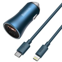 Автомобільний зарядний пристрій Baseus Golden Contactor Pro Car Charger U+C 40W Blue TZCCJD-03