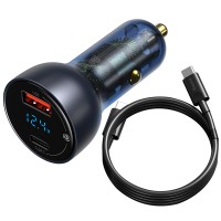 Автомобільний зарядний пристрій Baseus Particular Digital Display Type-C Cable 5A 65W TZCCKX-0G Grey