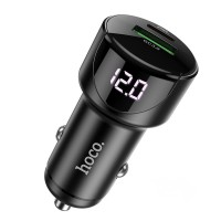 Автомобільний зарядний пристрій Hoco Z42 Light road dual port digital display 3A 20W Black