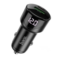 Автомобільний зарядний пристрій Hoco Z42 Light road dual port digital display 3A 20W Black