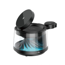 Бездротовий зарядний пристрій WiWU Wi-W039 Flow 5 in 1 Wireless Charger with ambient light & speaker Black