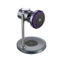 Бездротовий зарядний пристрій WiWU Wi-W041 qi2.2 3 in 1 Space Station Air-cooled Magnetic Wireless Charger Black