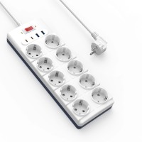 Мережевий подовжувач WiWU Wi-S008 14 in 1 20W GaN Power Strip 2C+2A+10AC 2м White