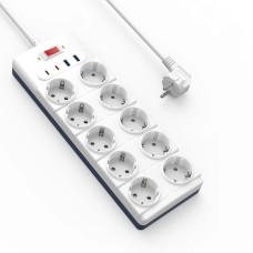Мережевий подовжувач WiWU Wi-S008 14 in 1 20W GaN Power Strip 2C+2A+10AC 2м White