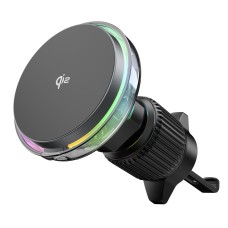 Автомобільний тримач із бездротовою зарядкою WiWU CH-324 Qi2 AURORA Car Wireless Charger Black