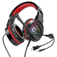Дротові навушники HOCO W104 Drift Gaming Black-red