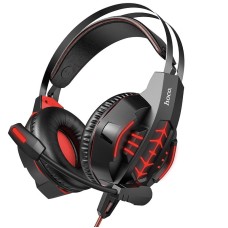Дротові навушники HOCO W102 gaming Cool tour headphones LED Black-red