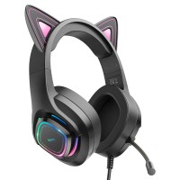 Дротові навушники HOCO W107 Cute cat luminous cat ear gaming headphones Phantom