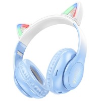 Бездротові Bluetooth навушники HOCO W42 Cat Ears over-ear BT headphones BT5.3 Crystal Blue