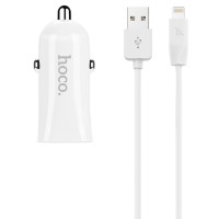 Автомобільний зарядний пристрій Hoco Z12 Lightning cable 2.4A White